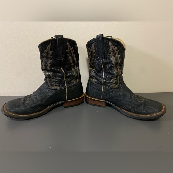 Vintage Men’s Anderson Bean elephant skin Cowboy Boots Size 11D Black Exotic - Picture 3 of 16